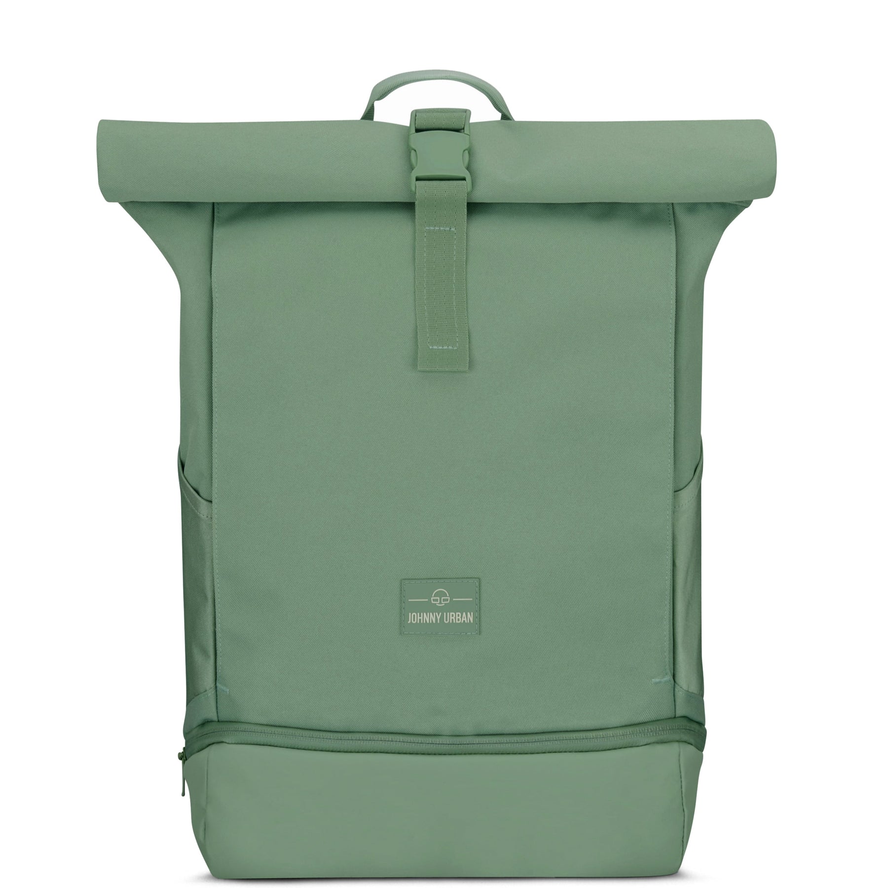 Grüner Rolltop Rucksack 'Allen Medium' von Johnny Urban mit Frontverschluss und seitlichen Taschen