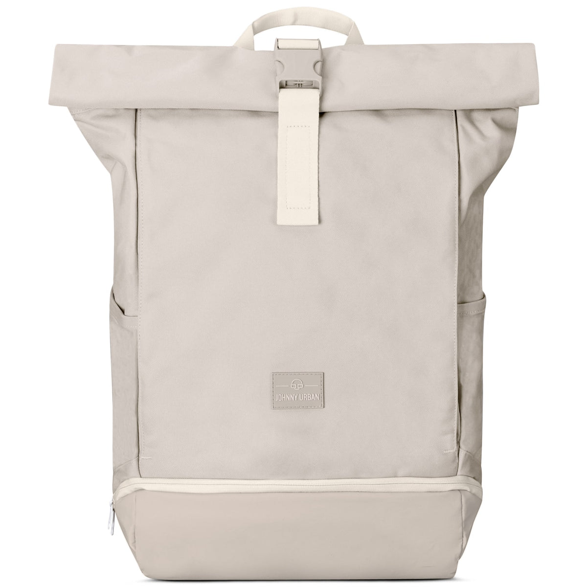 Beiger Rolltop Rucksack Allen XL von Johnny Urban mit Frontverschluss und seitlichen Taschen