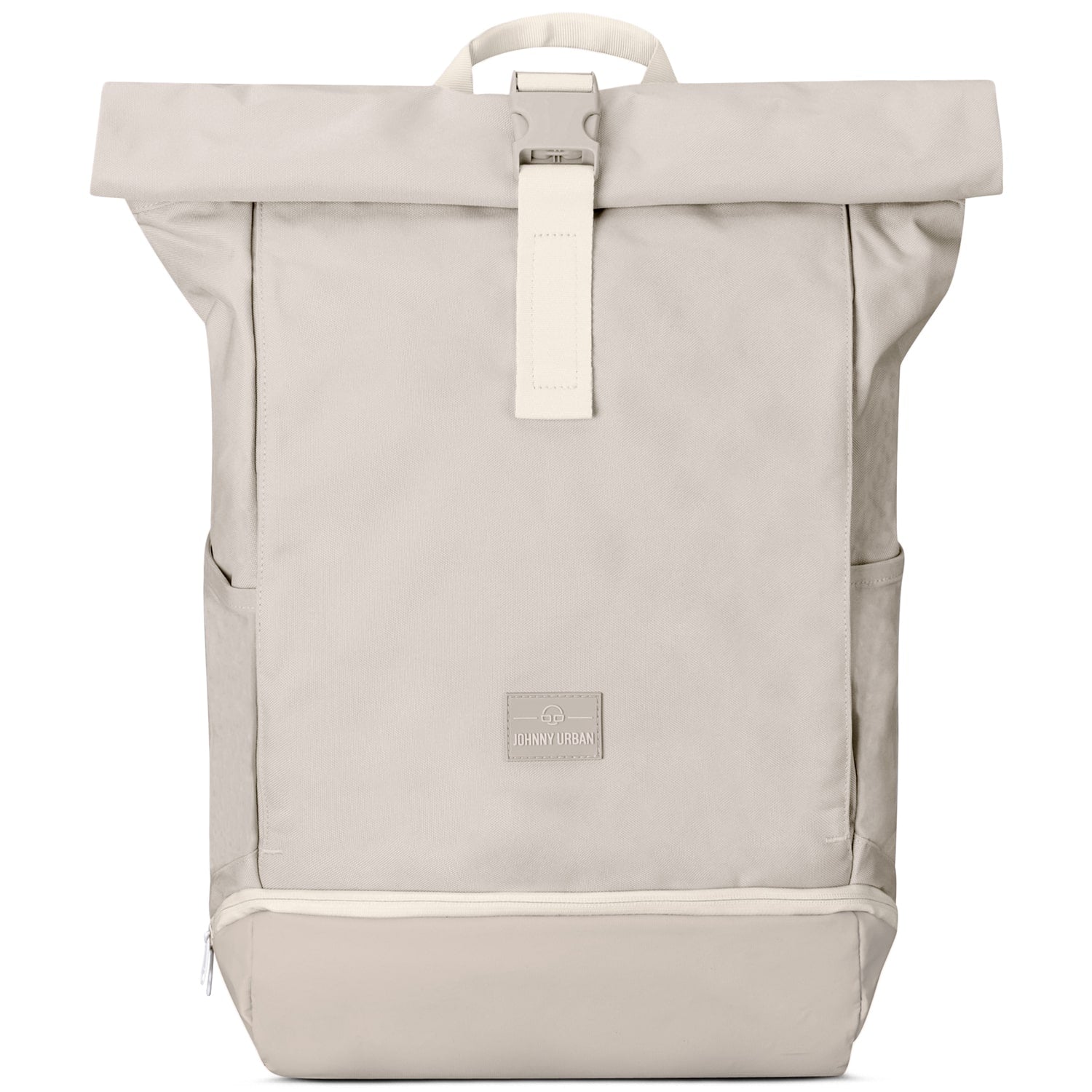 Beiger Rolltop Rucksack Allen XL von Johnny Urban mit Frontverschluss und seitlichen Taschen