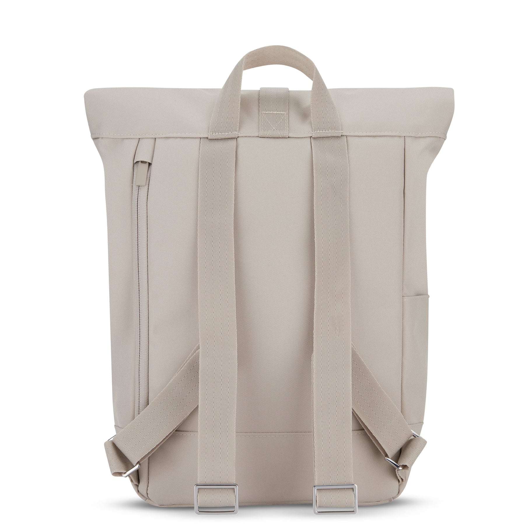Beiger Rolltop Rucksack 'Robin Small' mit verstellbaren Schulterriemen und seitlichem Reißverschluss