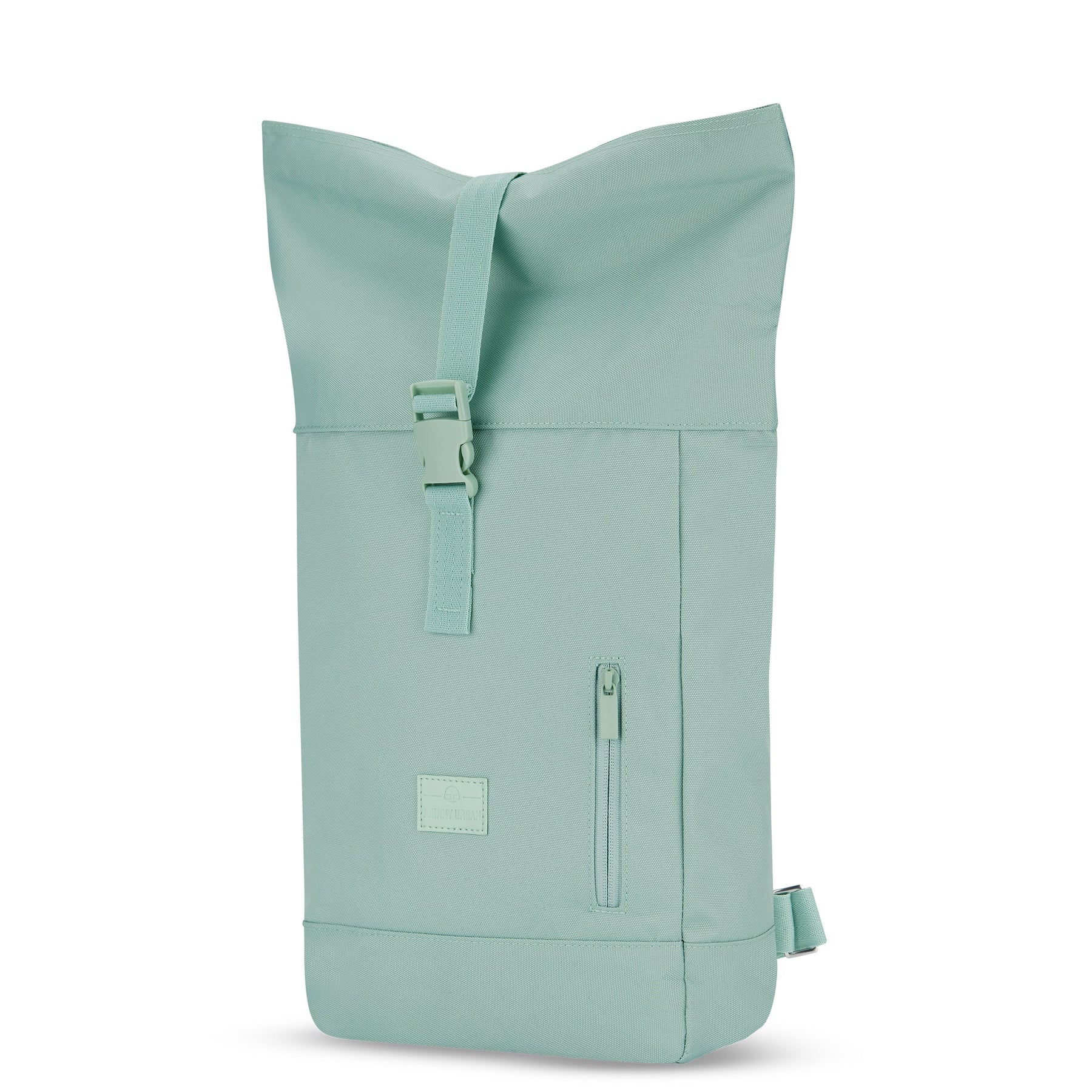 Rolltop Rucksack Robin Small von Johnny Urban in mintgrün mit Frontreißverschluss und verstellbarem Verschlussriemen
