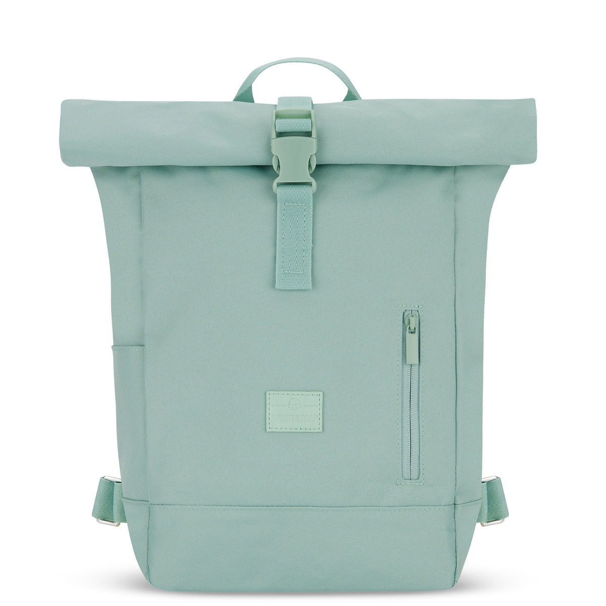 Rolltop Rucksack 'Robin Small' in mintgrün mit Frontreißverschluss und Griff