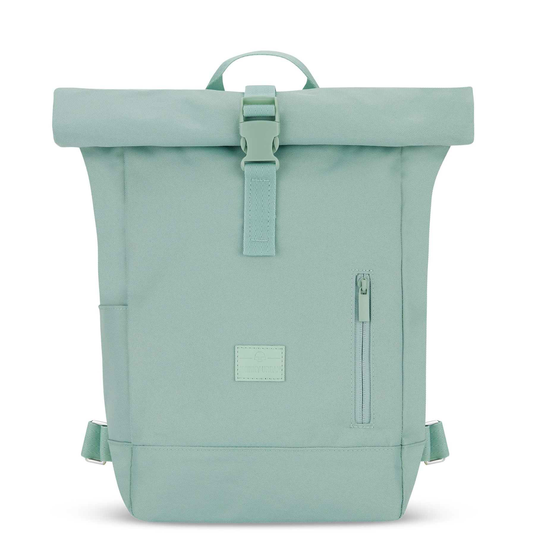 Rolltop Rucksack 'Robin Small' in mintgrün mit Frontreißverschluss und Griff