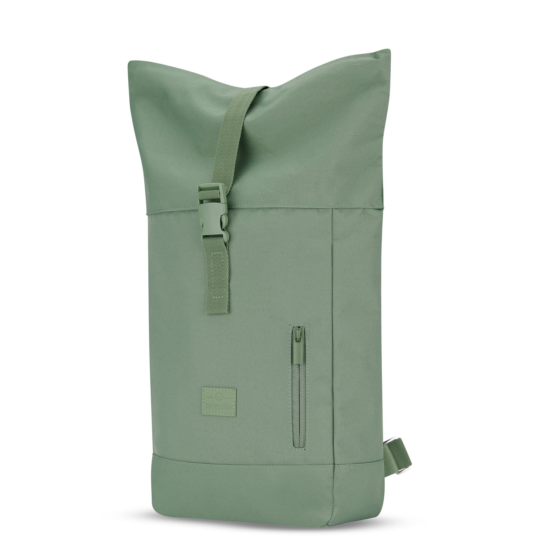 Grüner Rolltop Rucksack 'Robin Small' aus robustem Material mit Frontreißverschlussfach