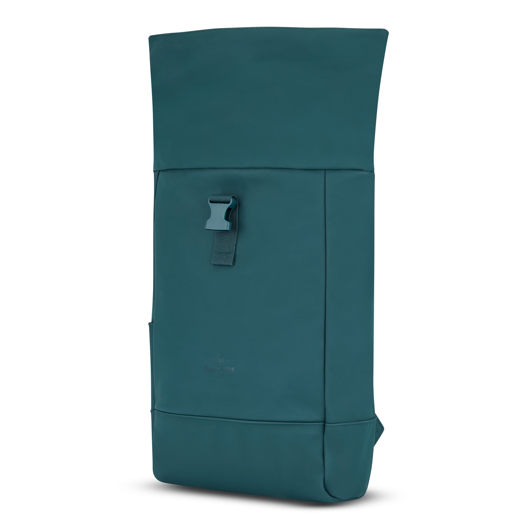 Rolltop Rucksack 'Harvey Medium' von Johnny Urban in petrolfarbenem Teal, rechteckige Form, praktische Schnalle vorne