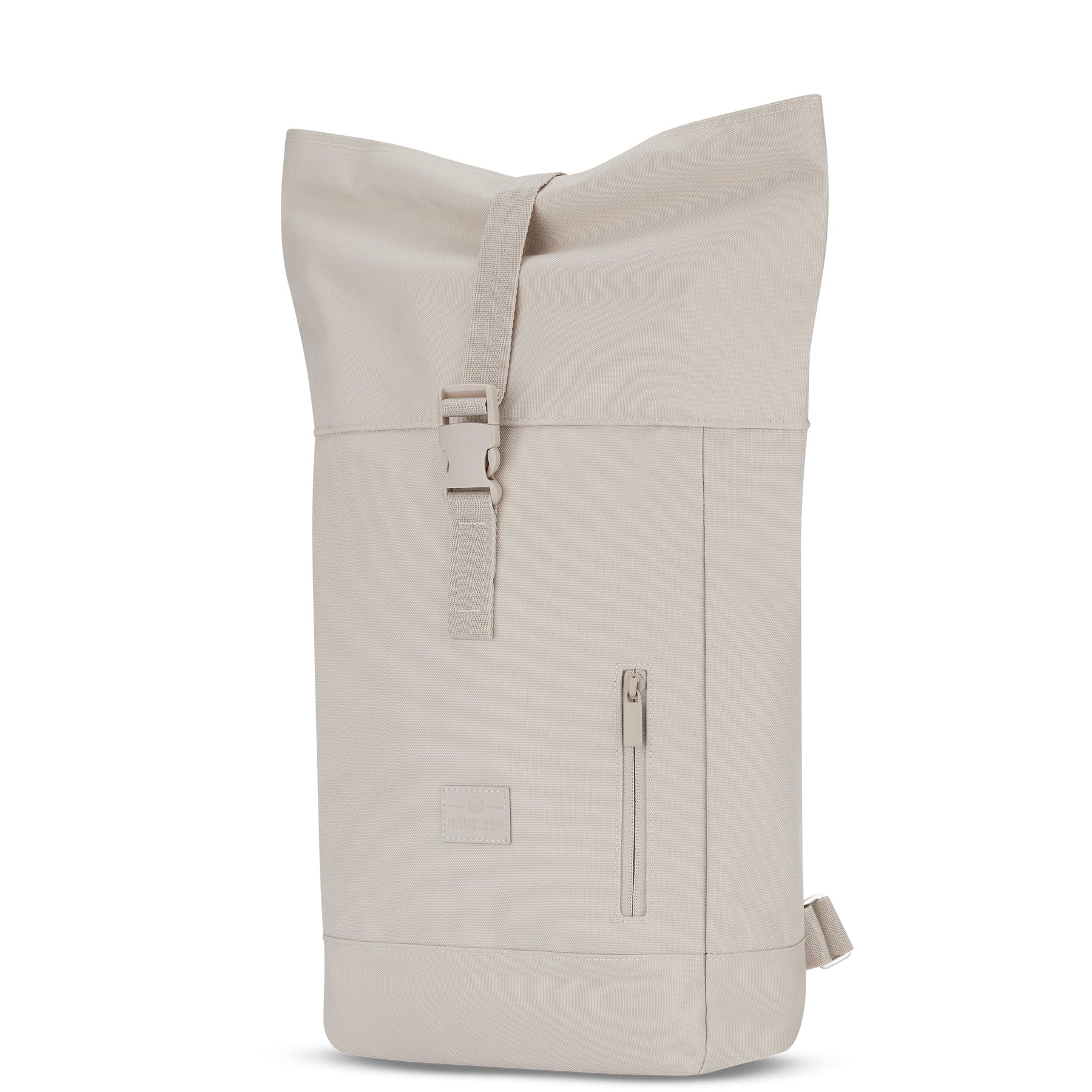 Beiger Rolltop-Rucksack 'Robin Small' von Johnny Urban mit Schnallenverschluss und Front-Reißverschlusstasche