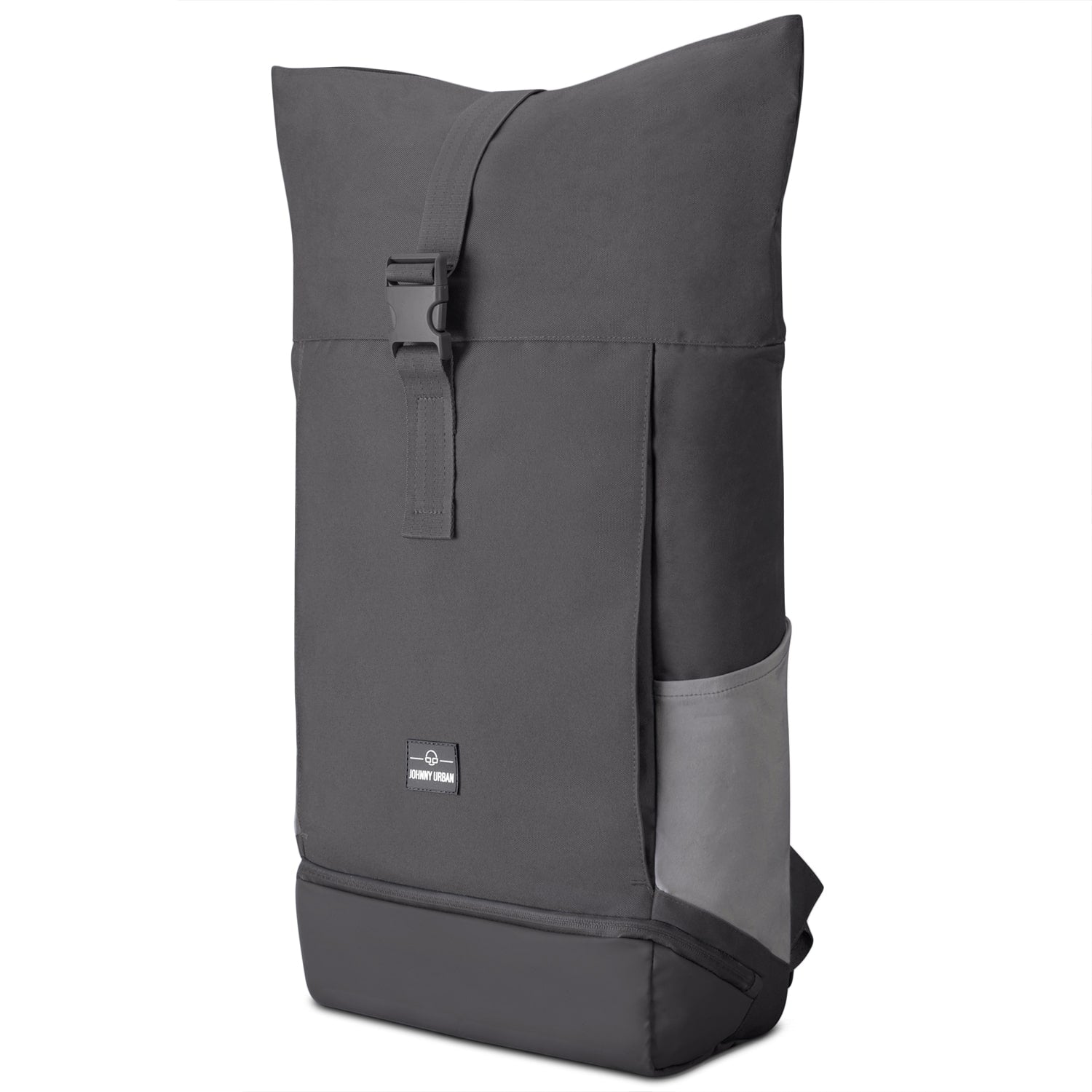 Rolltop Rucksack Allen XL von Johnny Urban, grau, mit Schnallenverschluss und seitlicher Tasche