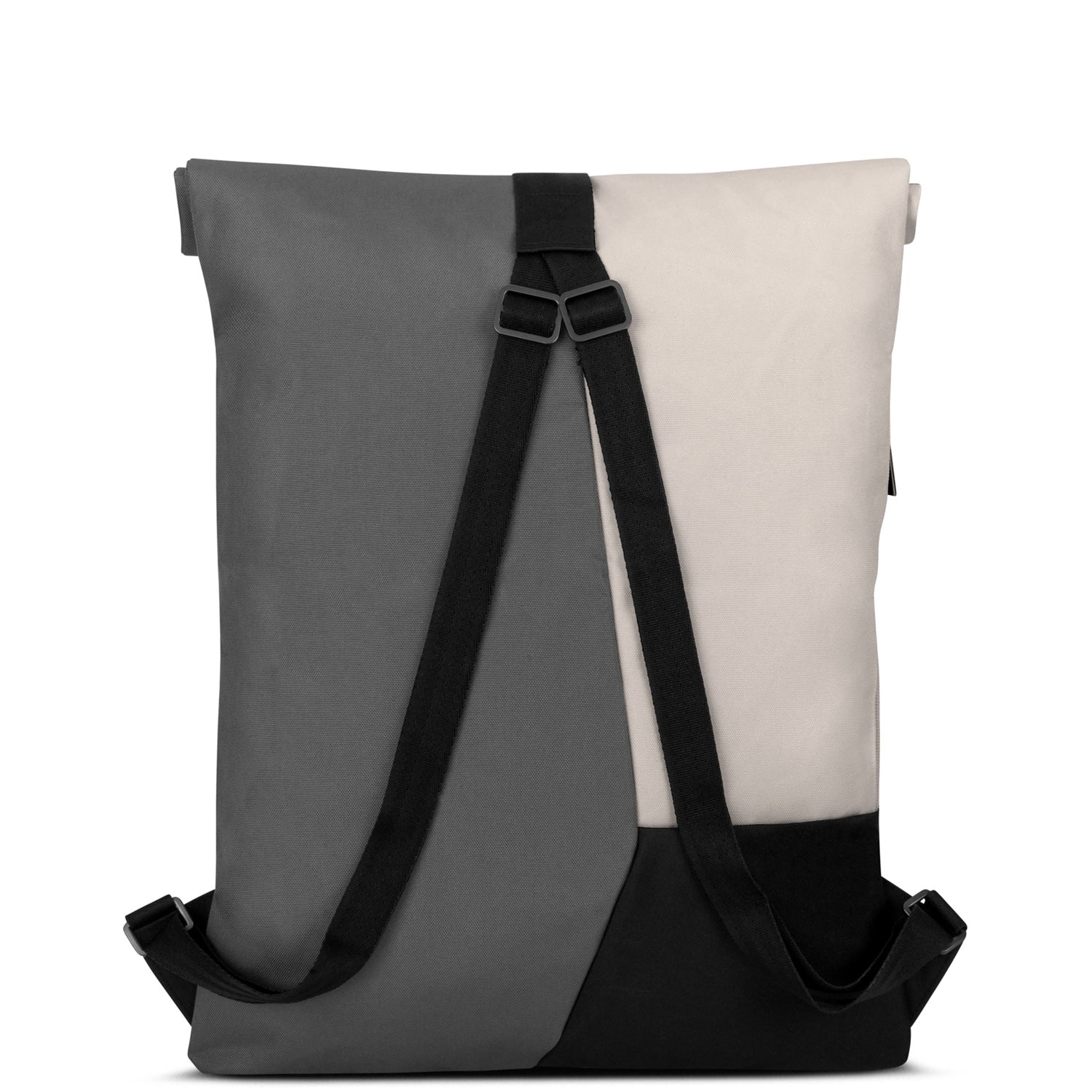 Johnny Urban Rucksack 'Oskar' mit Rolltop, beige-grau mit schwarzen Riemen