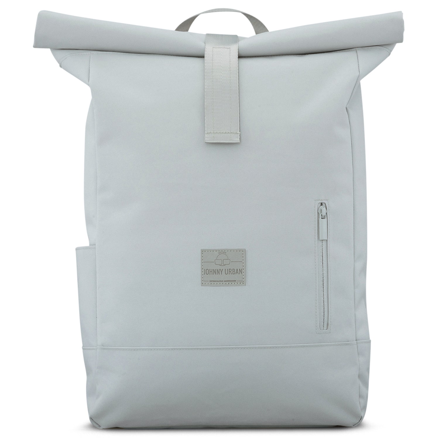 Johnny Urban Rolltop Rucksack ‚Robin Large‘ in Grau mit Frontreißverschluss und Logo-Patch