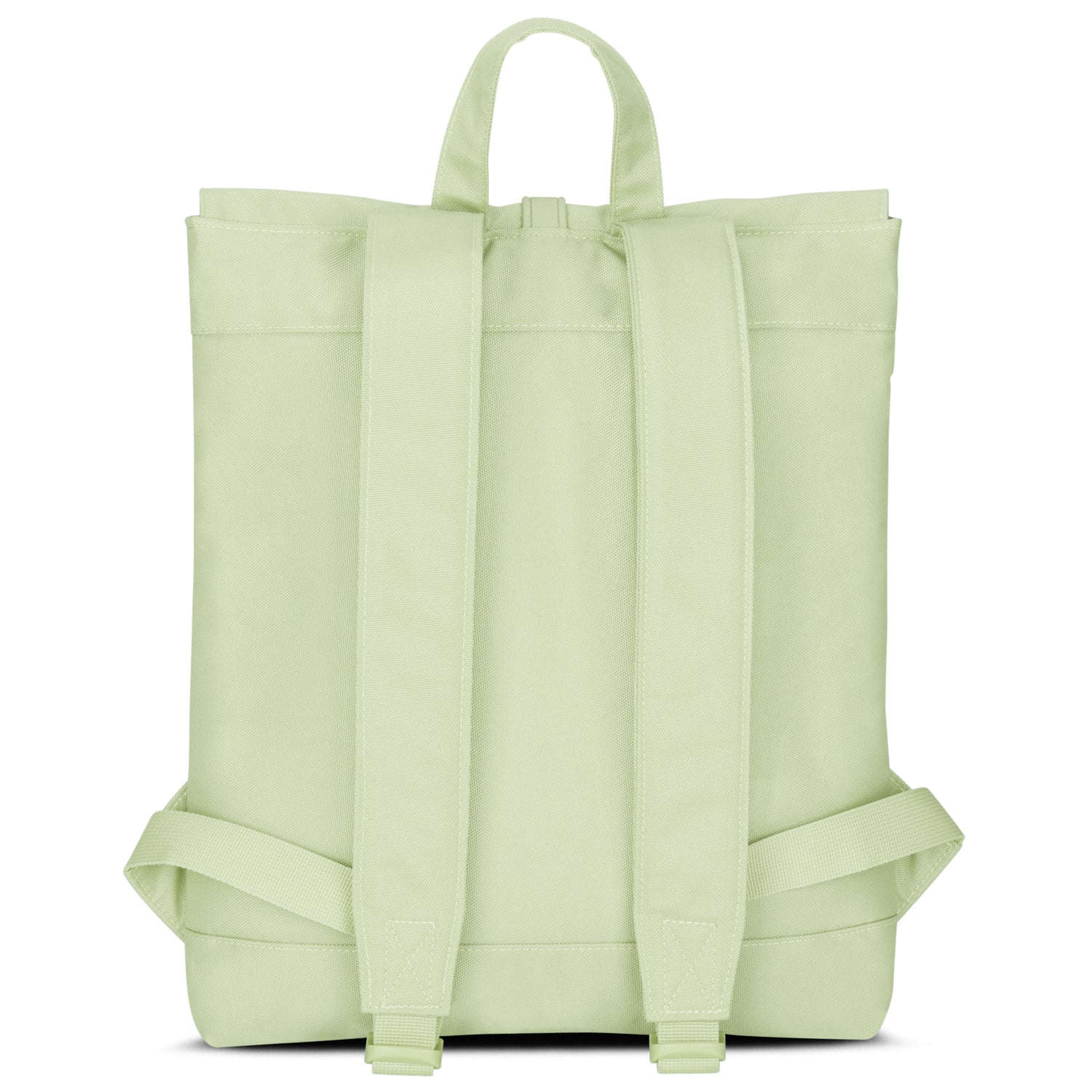 Rucksack Damen 'Mia' in hellem Lime, rechteckig, gepolsterte Schultergurte, Rückseite sichtbar