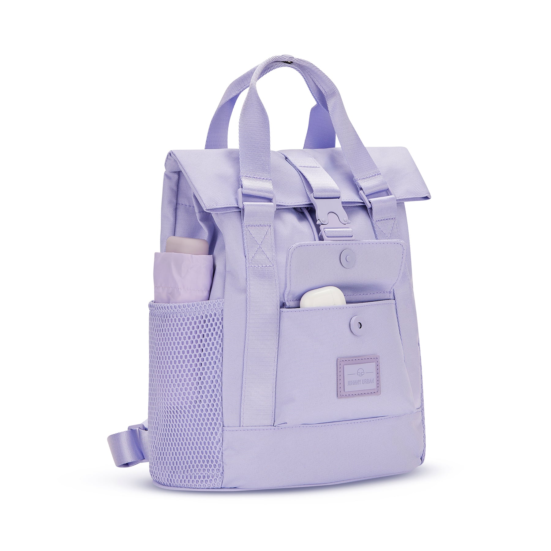 Lilafarbener Johnny Urban Rucksack 'Jules' mit klappbarem Deckel und vorderer Tasche