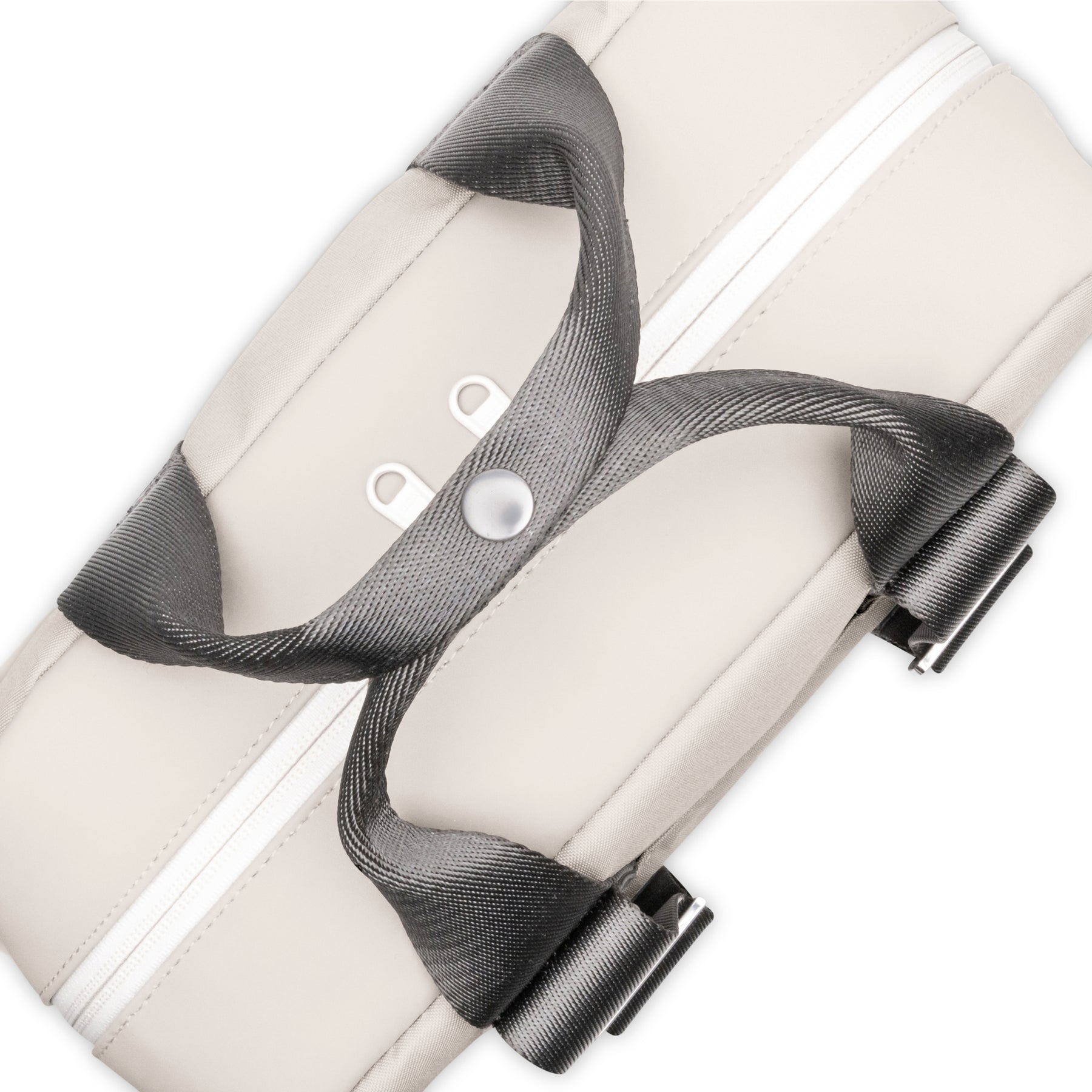 Beiger Rucksack 'Jona Large' mit grauen Tragegriffen aus robustem Material