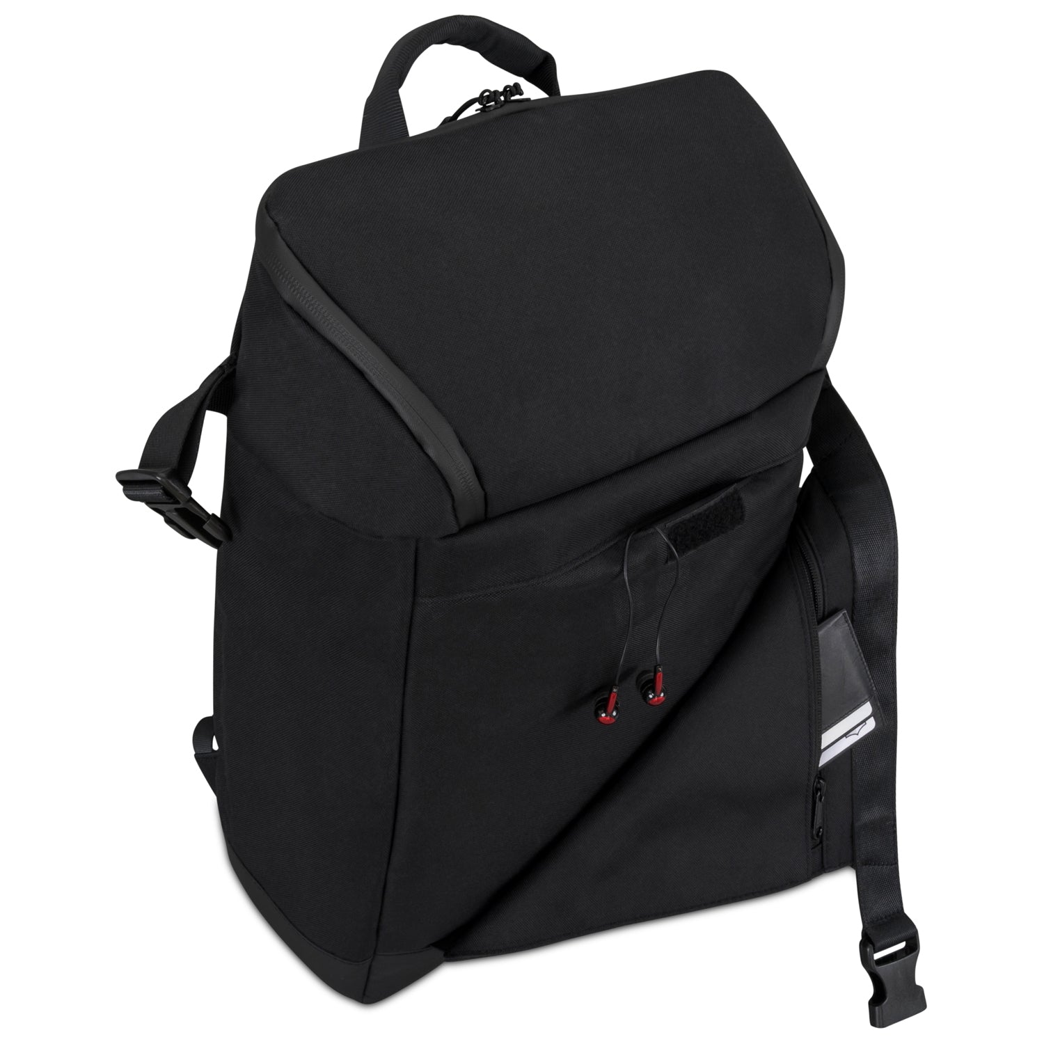 Schwarzer Damenrucksack 'Luca' mit Reißverschlusstasche und verstellbarem Gurt