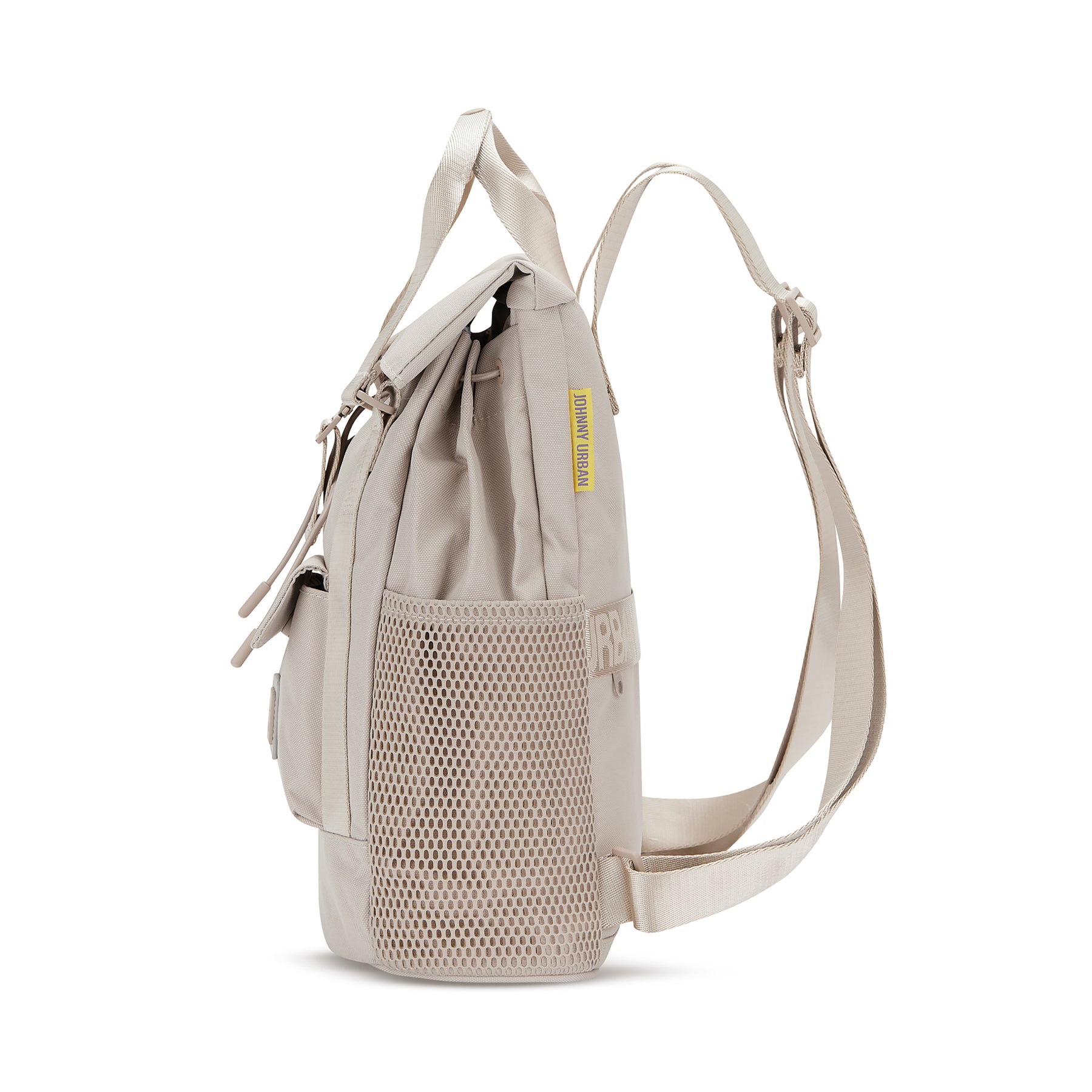 Beiger Johnny Urban Rucksack 'Jules' mit Netzseitentasche und verstellbaren Schulterriemen