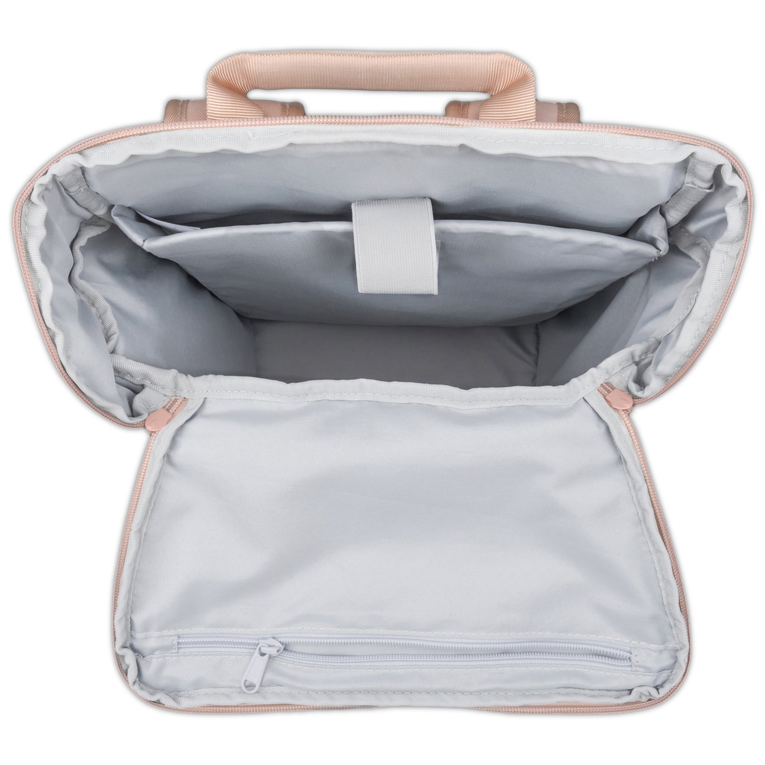 Offener rosa Rucksack 'Luca' mit gepolstertem Laptopfach und Reißverschlusstasche innen