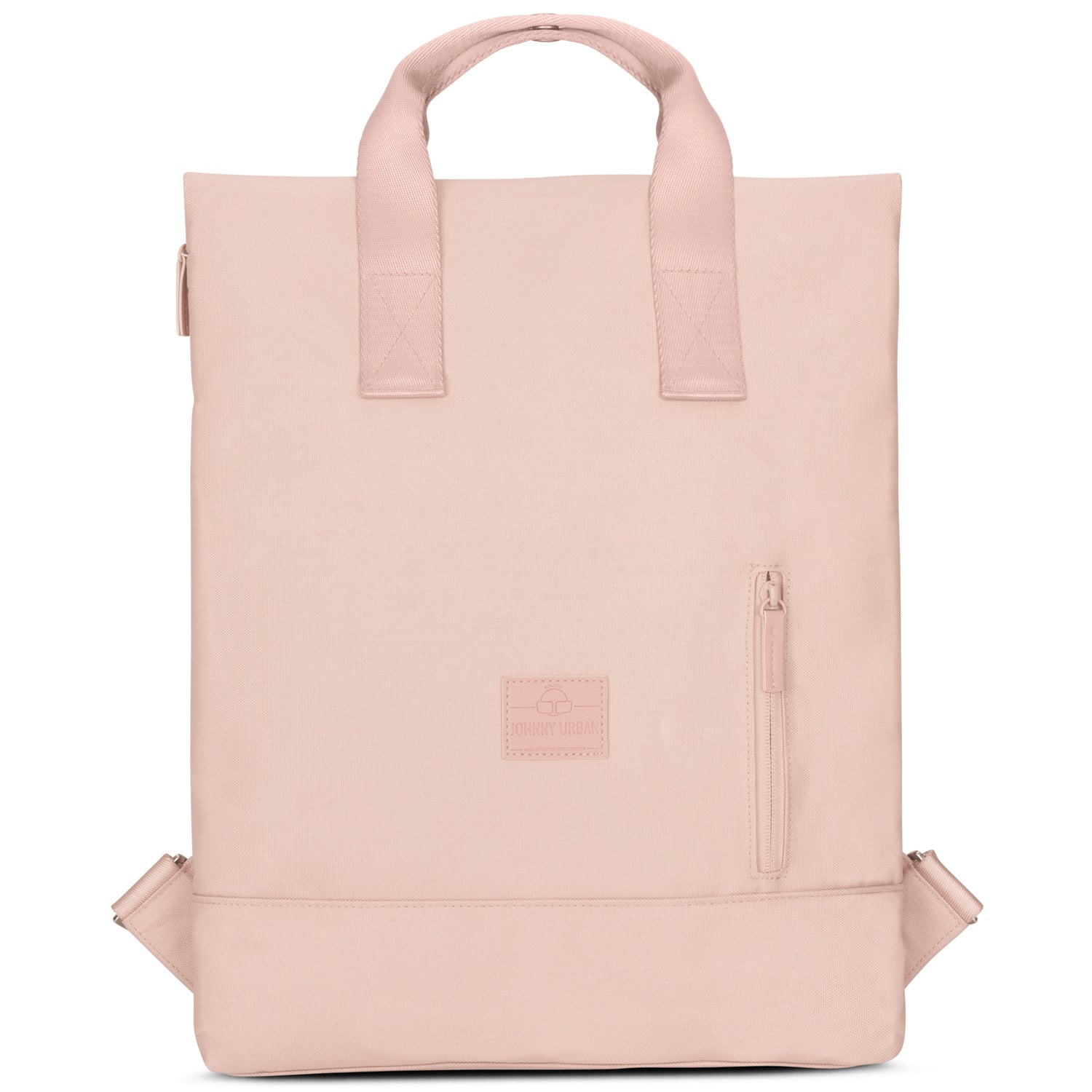 Rucksacktasche 'Ivy' von Johnny Urban, quadratisch, rosa mit kurzem Griff und seitlicher Reißverschlusstasche