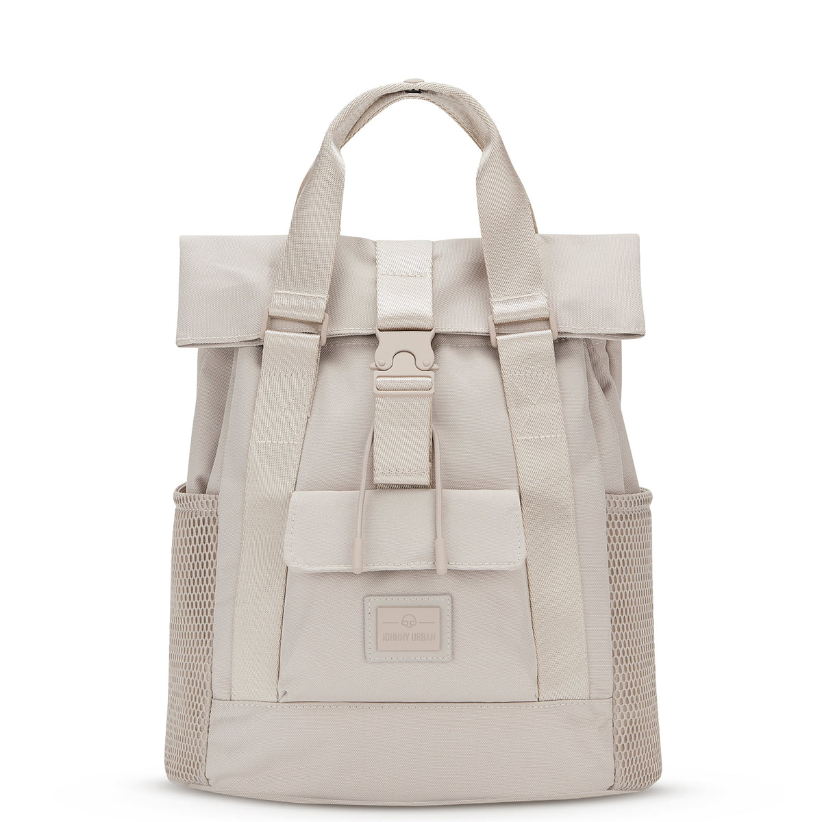 Beiger Rucksack 'Jules' mit Fronttasche und Netzseitentaschen