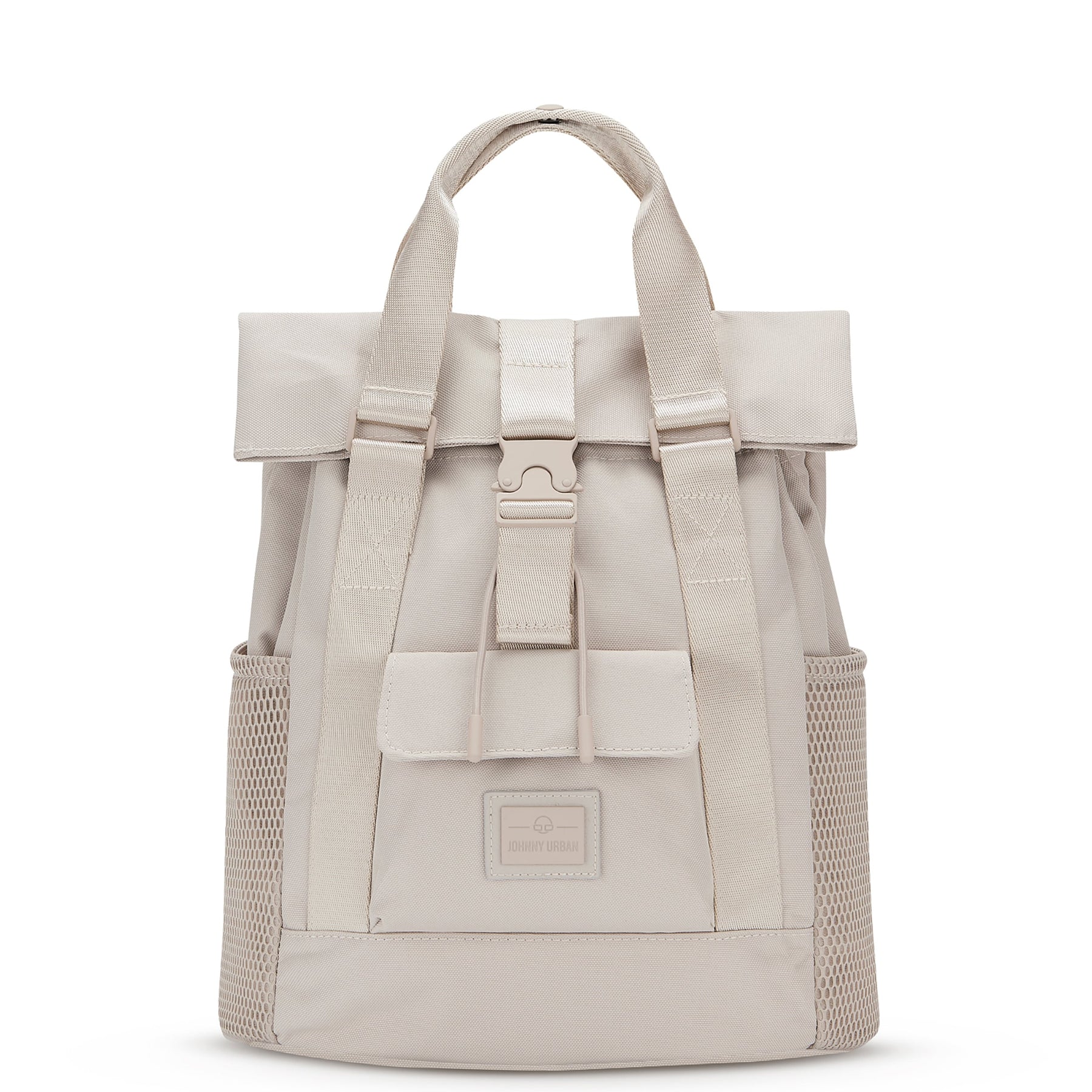 Beiger Rucksack 'Jules' mit Fronttasche und Netzseitentaschen