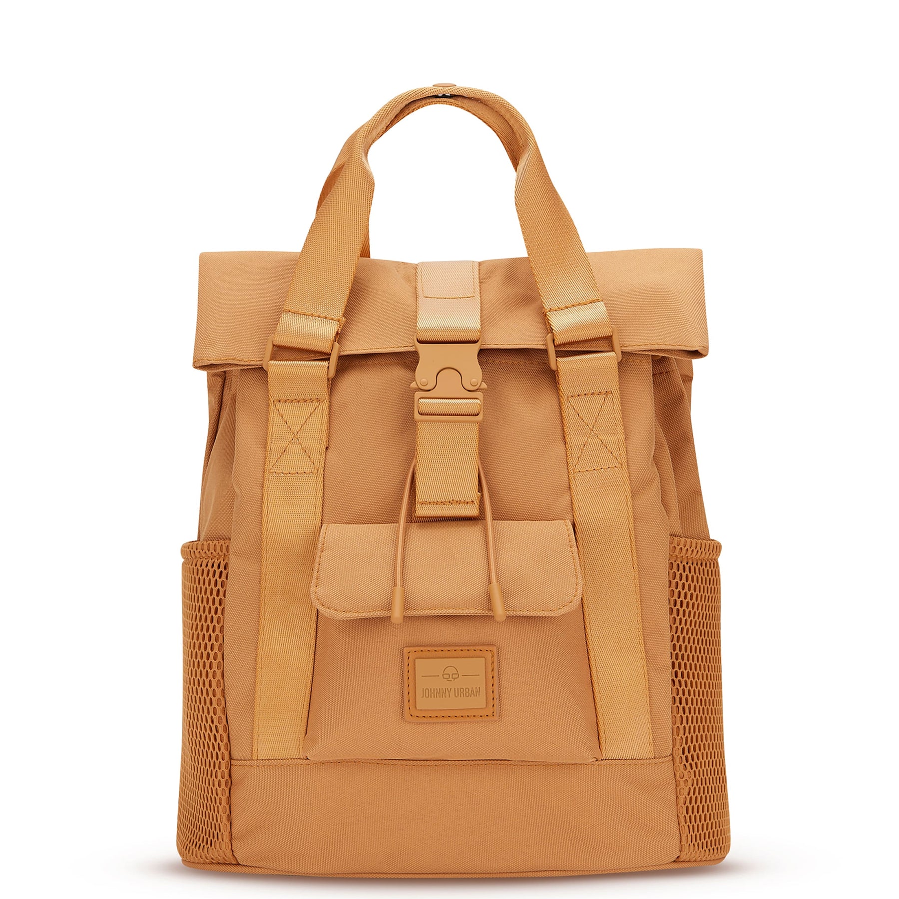 Rucksack 'Jules' von Johnny Urban in karamellbraun mit Rolltop, Fronttasche und seitlichen Netztaschen