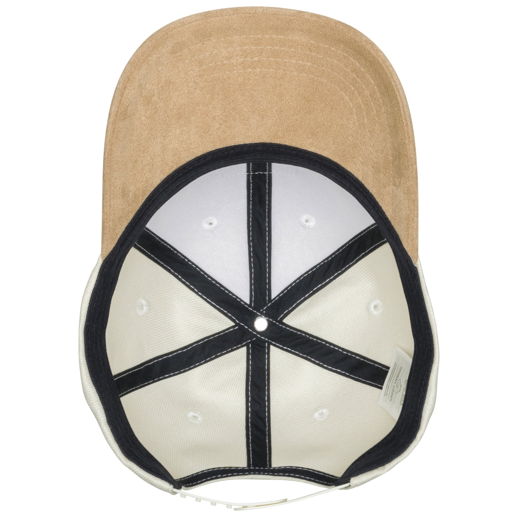 Beige Snapback-Cap 'Dean' mit gebogenem Schirm und schwarzem Innenrand