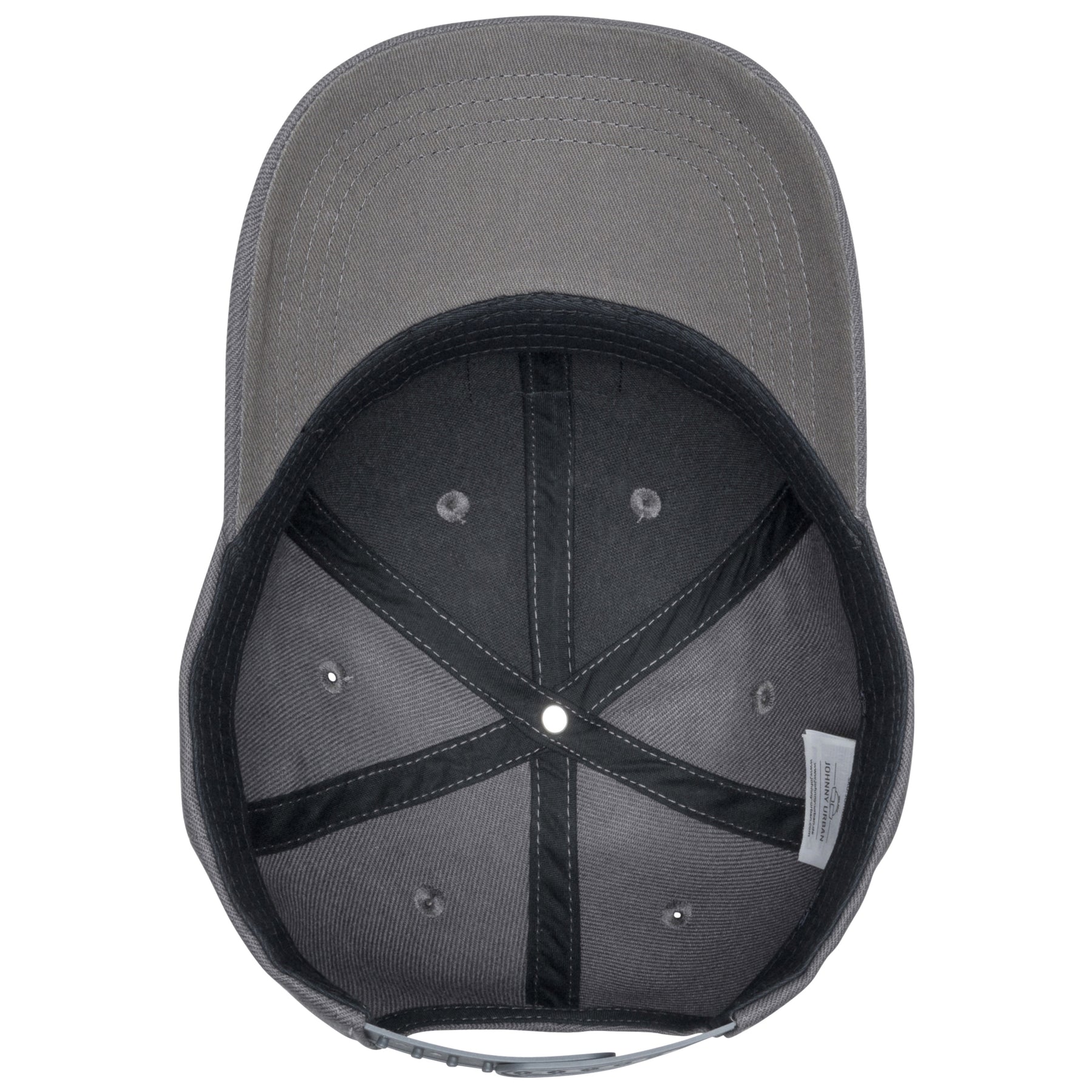Dunkelgraue Snapback Cap 'Dean' mit gebogenem Schirm, Innenansicht