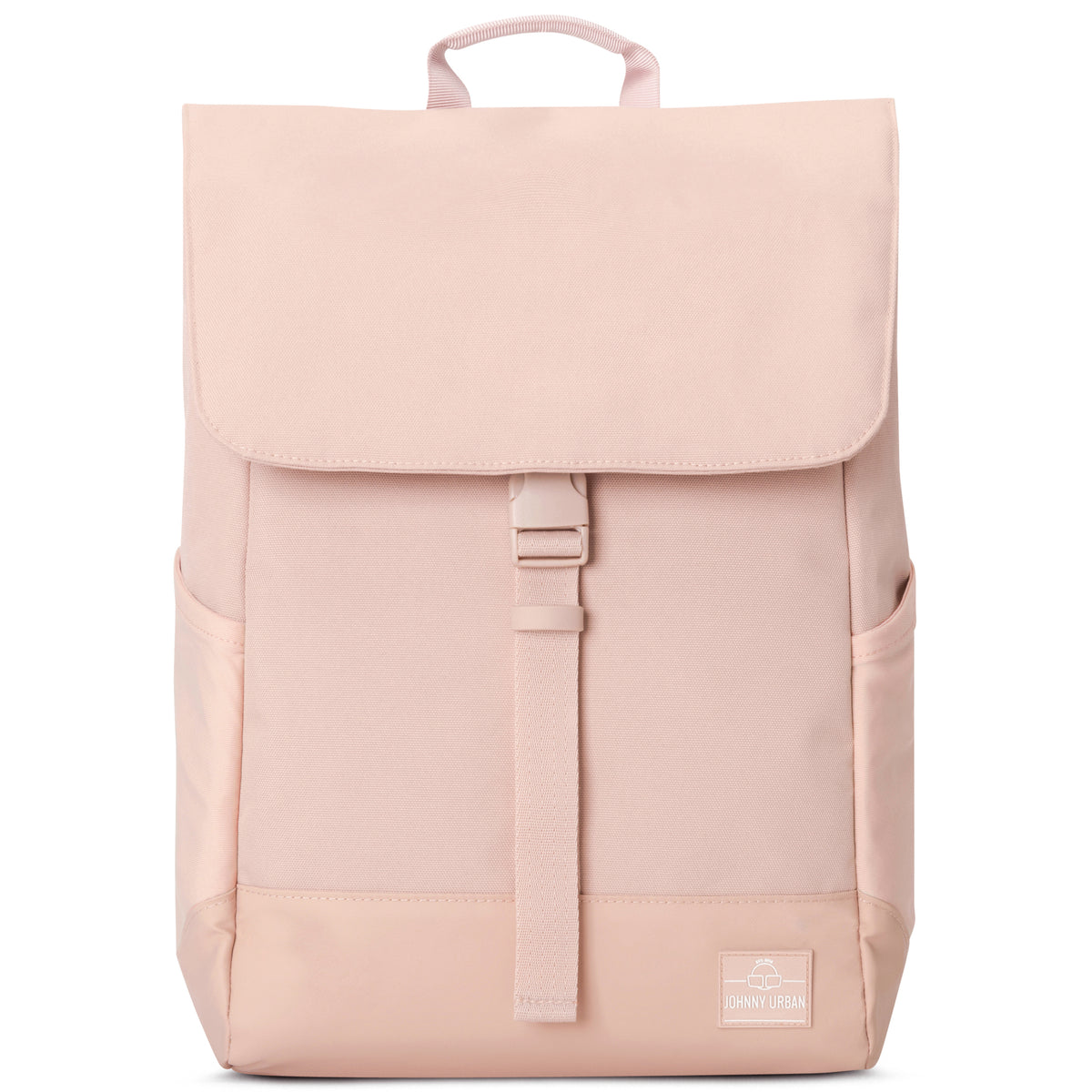 Rucksack 'Mika' in Rosa mit Klappe, Steckverschluss und seitlichen Taschen