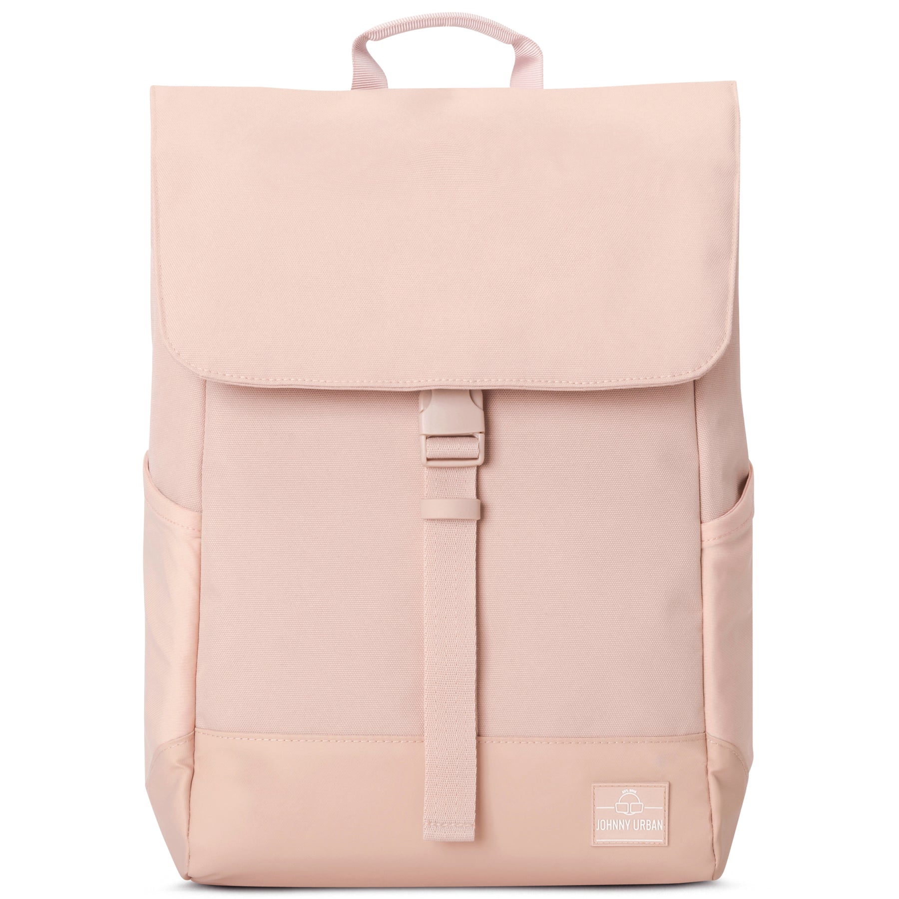 Rucksack 'Mika' in Rosa mit Klappe, Steckverschluss und seitlichen Taschen