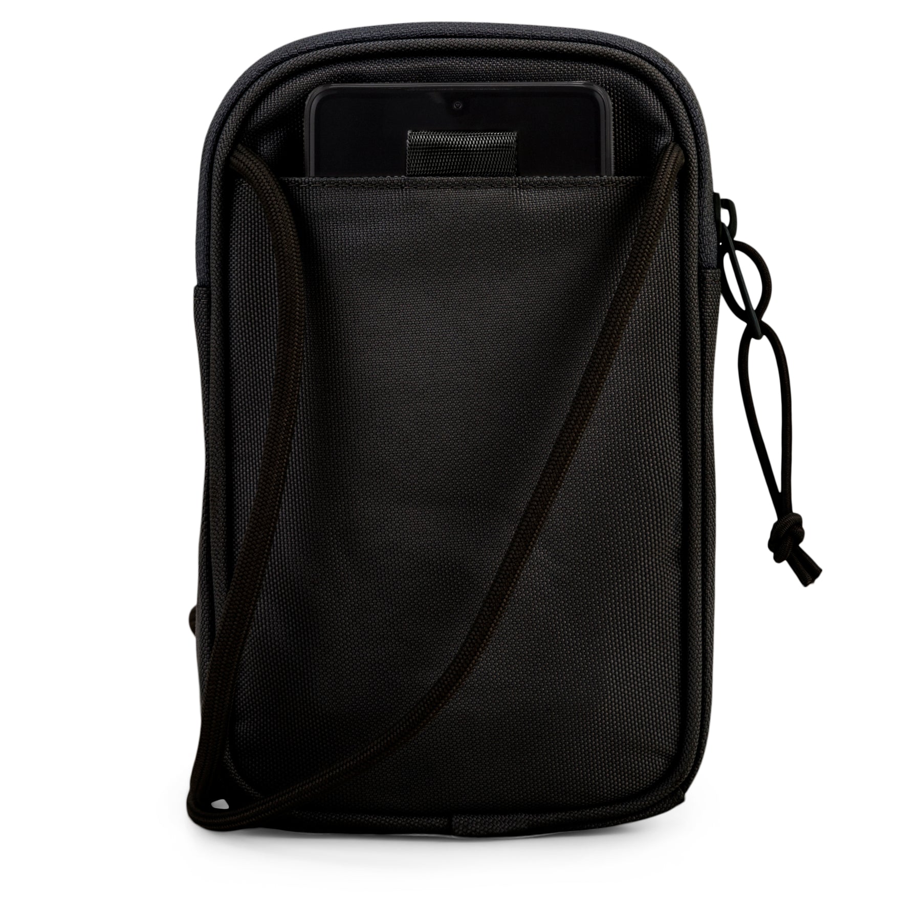 Schwarze Umhängetasche 'Josh' mit Handyfach aus robustem Material