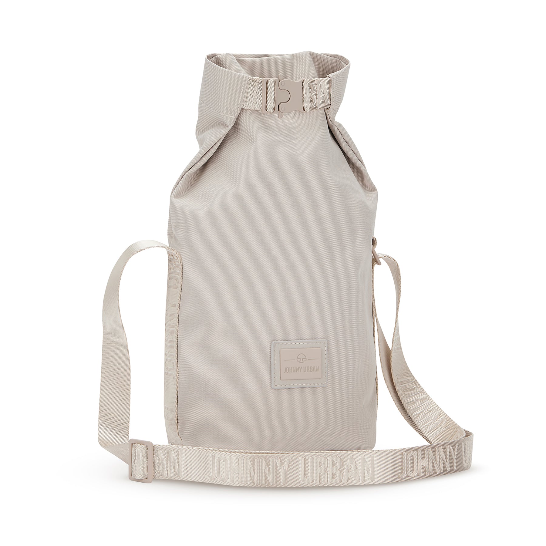 Beige Umhängetasche 'Rue' von Johnny Urban mit verstellbarem Schultergurt und Klickverschluss am oberen Rand