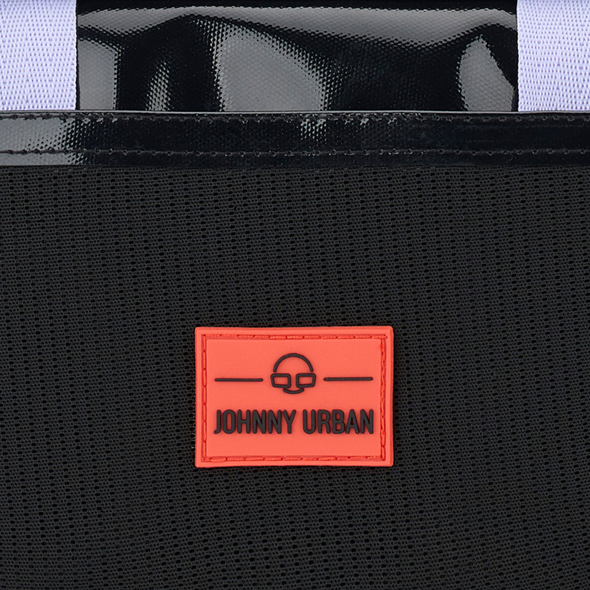 Schwarze wasserabweisende Lenkertasche Fahrrad 'Nelson' mit rotem Johnny Urban Markenlabel
