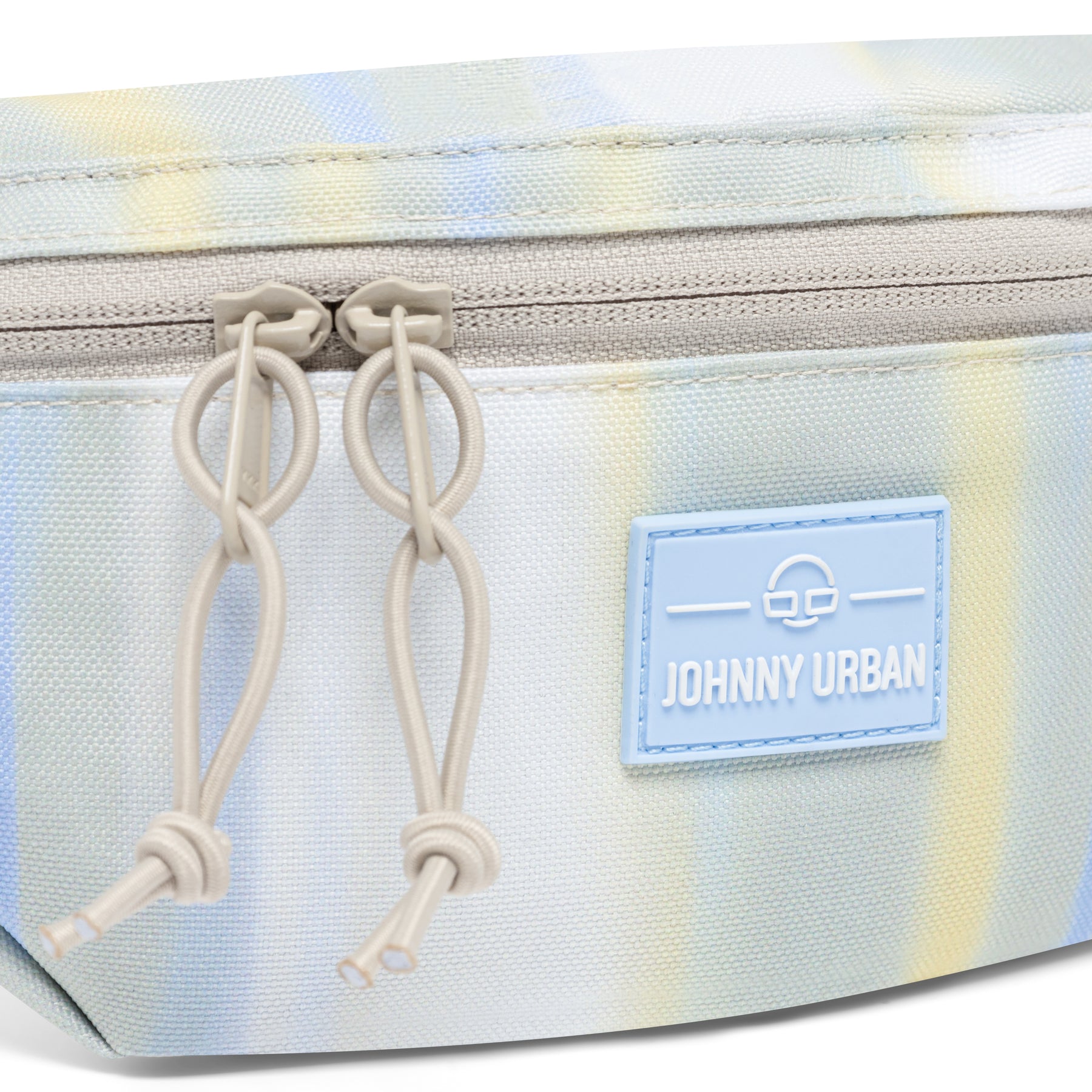 Kleine Bauchtasche 'Erik Small' von Johnny Urban in sandfarben mit gestreiftem Muster und doppeltem Reißverschluss