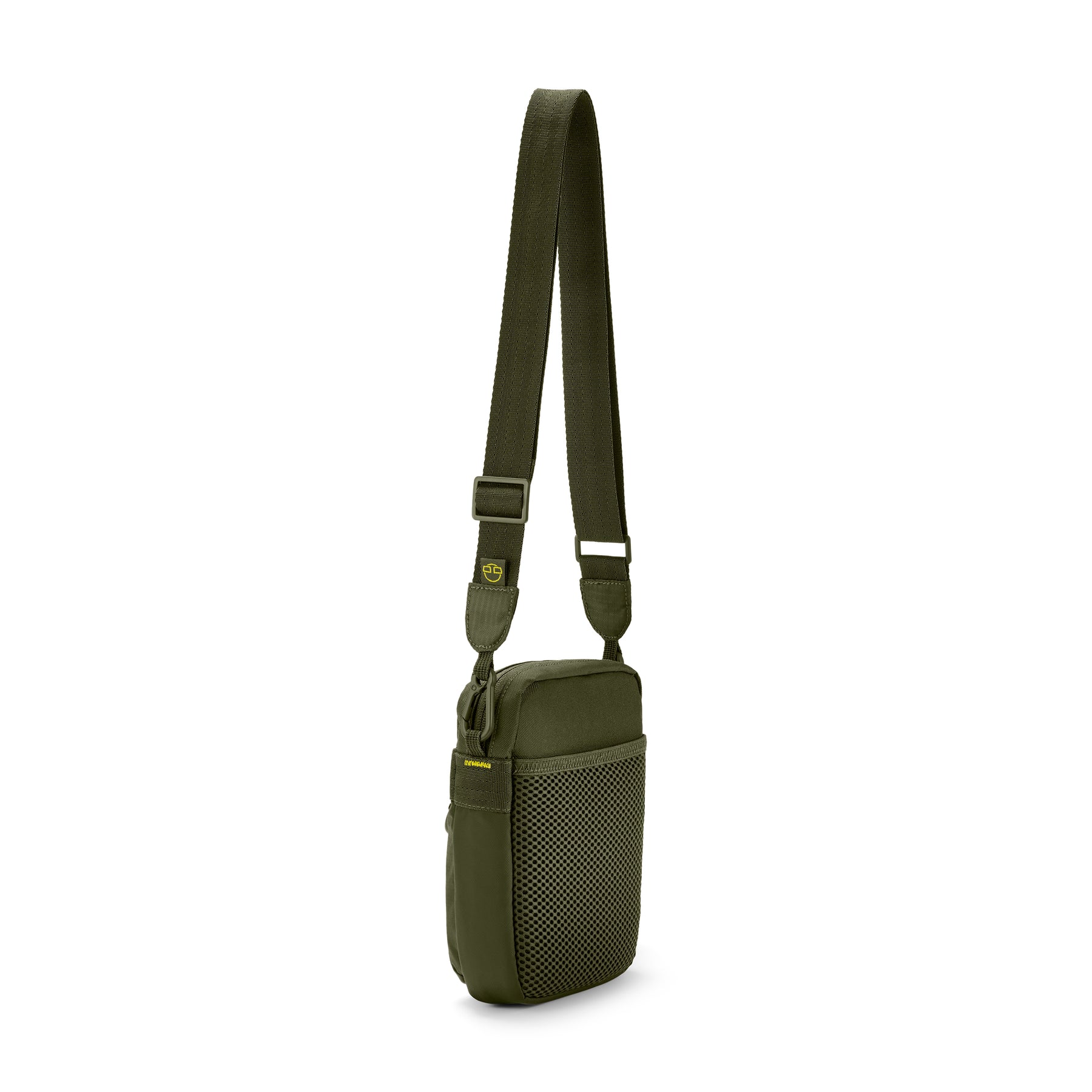 Kleine Umhängetasche 'Jayden' in Olive mit Netzfach und verstellbarem Schulterriemen