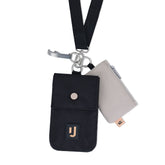 Schwarze und graue Neck Pouch 'Juno' mit Karabinern und Reißverschlusstasche