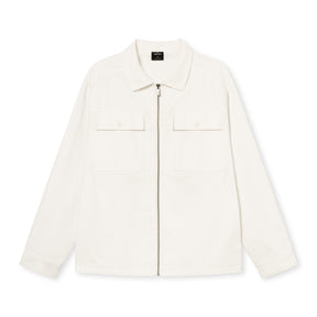 Cremefarbenes Overshirt 'Cameron' mit Reißverschluss und zwei Brusttaschen mit Klappen