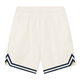 Cremefarbene Herren-Shorts aus dem Set 'Parker' mit elastischem Bund und dunkelblauen Zierstreifen am Saum