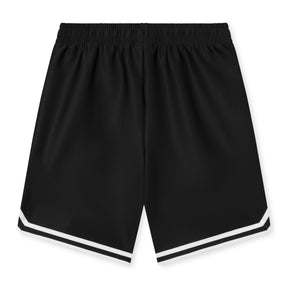 Schwarze Herren-Shorts 'Parker' mit elastischem Bund und weißen Streifen am Saum