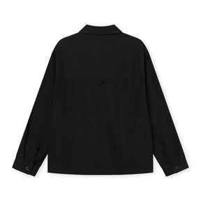 Schwarzes Overshirt "Cameron" für Herren, Rückseite, mit Kragen und langen Ärmeln