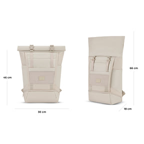 Beiger Rolltop Rucksack 'Ashton' von Johnny Urban, Maße 46x30x18 cm zusammengerollt, 66 cm ausgewickelt