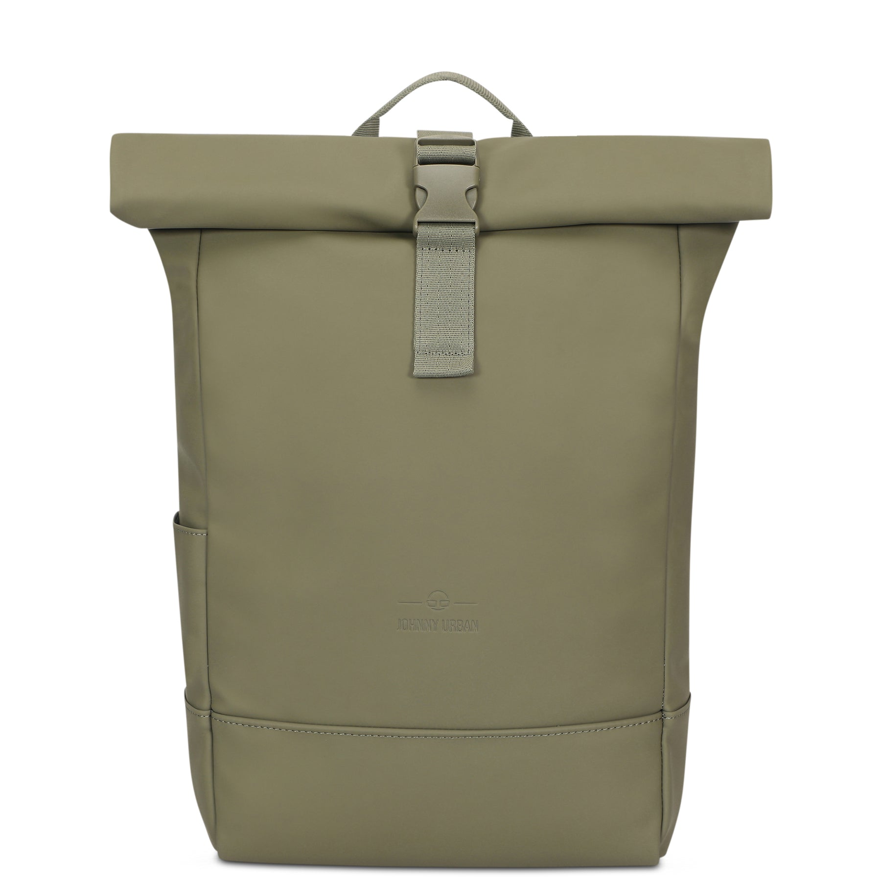 Rolltop Rucksack Harvey Medium in mattem Olivgrün aus PU mit Schnallenverschluss