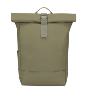 Rolltop Rucksack Harvey Medium in mattem Olivgrün aus PU mit Schnallenverschluss
