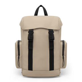 Johnny Urban Rucksack ‚Finley‘ in Beige mit zwei seitlichen Reißverschlusstaschen und schwarzen Gurten
