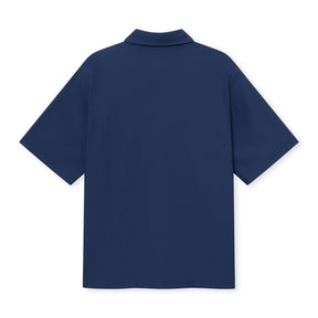 Navyblaues Herrenhemd aus der Set 'Mason' Kollektion, Kurzarm, Rückansicht