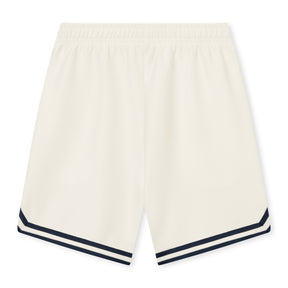 Cremefarbene Shorts 'Parker' mit elastischem Bund und schwarzen Streifen am Saum