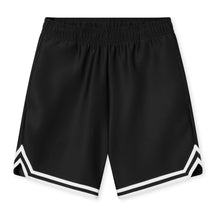 Schwarze Herren-Shorts aus der 'Parker' Kollektion mit weißem Streifendetail am Saum