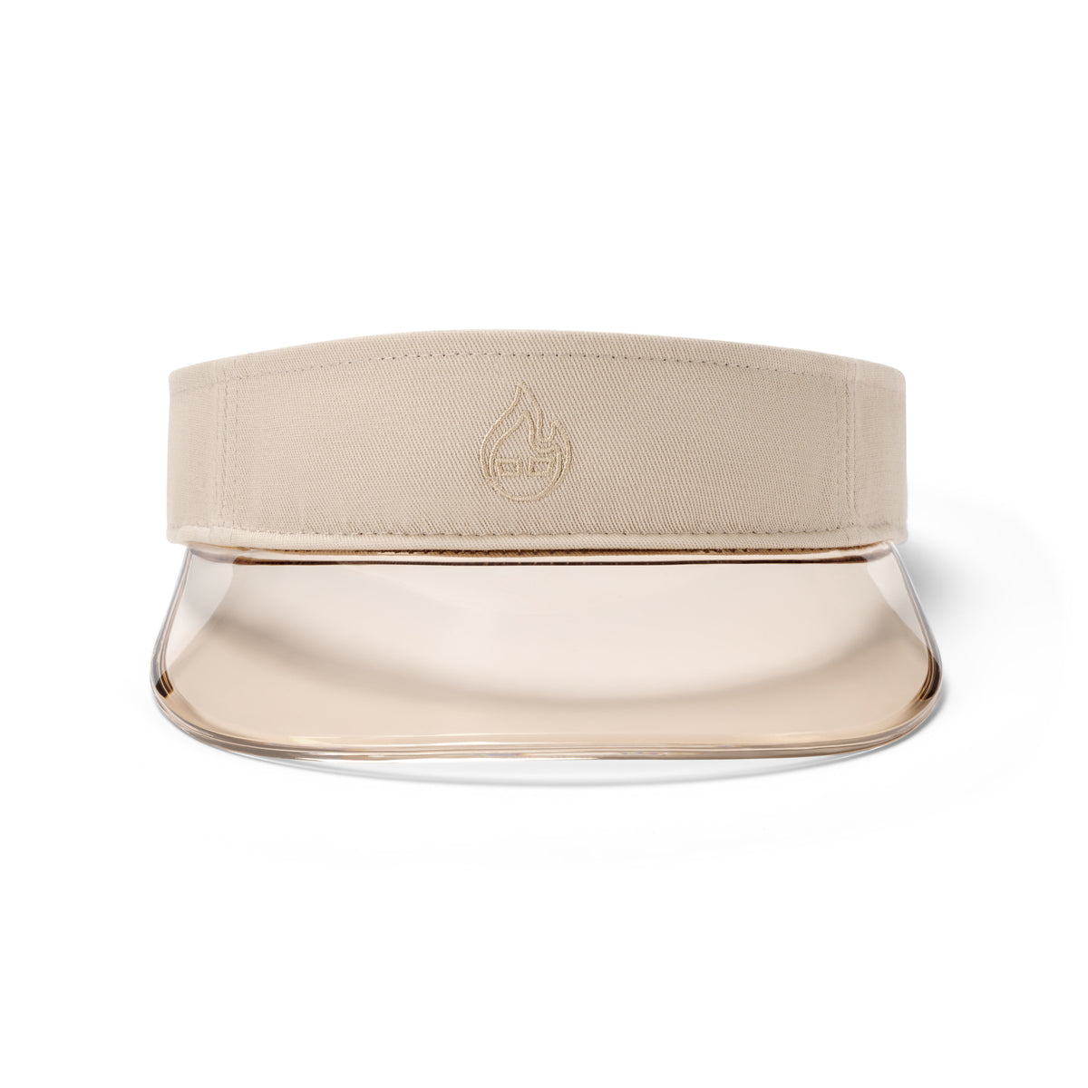 Sandfarbener Sun Visor 'Joy' mit transparentem UV-Schutz-Schild und gesticktem Logo