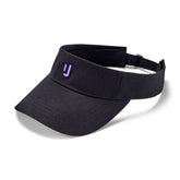 Schwarzer Sun Visor 'Terry' mit lila gesticktem 'IJ'-Logo und verstellbarem Riemen