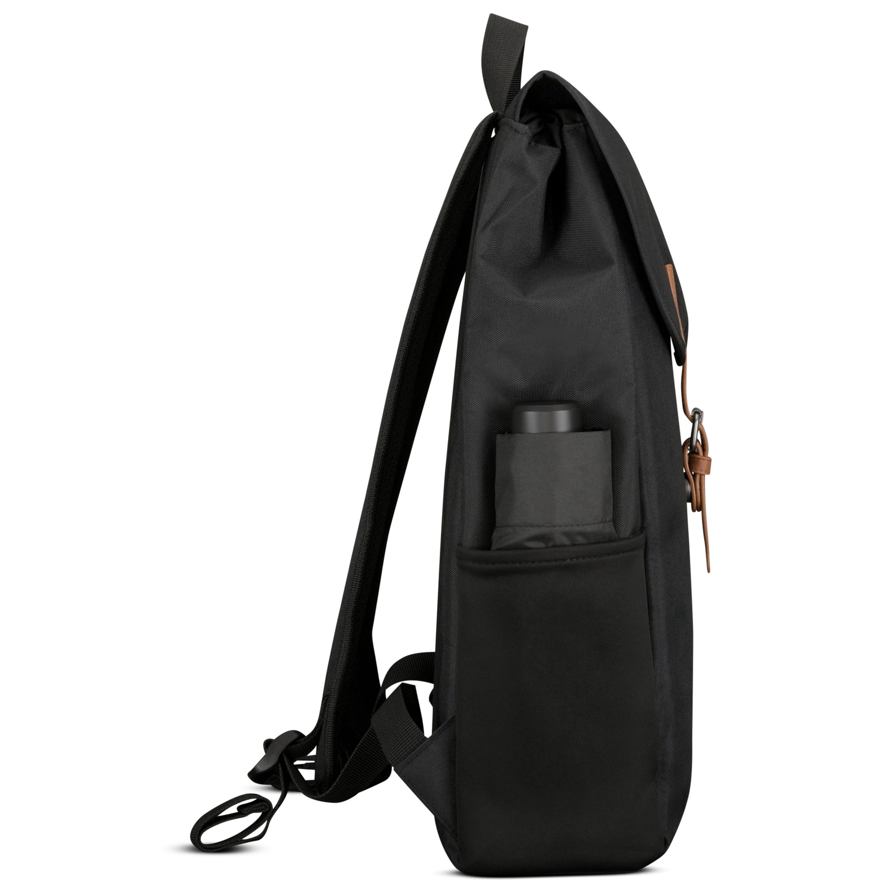 Schwarzer Alltag-Rucksack 'Liam' von Johnny Urban mit seitlicher Tasche und verstellbaren Schultergurten