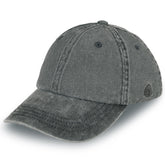 Graue Canvas-Cap 'Dave' mit gebogenem Schirm und gesticktem Logo an der Seite