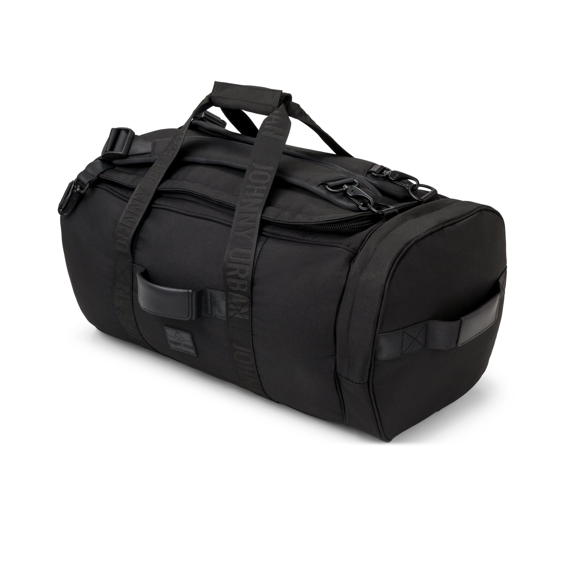 Schwarze Duffle-Tasche 'Colin' von Johnny Urban mit zwei Tragegriffen und verstellbarem Schulterriemen