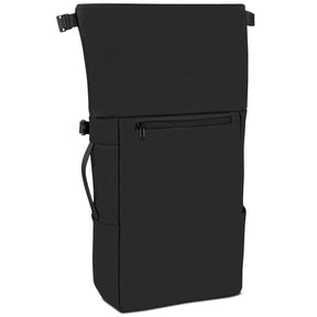 Schwarzer Rolltop Rucksack 'Henry' mit Vorderfach und seitlichen Taschen